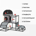 Yunhoo Luxury Multi-Level Cat Tree Cat Tower with cat Scratching Post,Cat Bed, Cat Climber, Peek Holes & Dangling Toy for Kittens, Cats and Pets