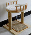 Luxury Handcrafted Perch Cat Tree, Medium Cat Tower with Sisal pad and Washable Faux Fur, Natural Solid Wood Pillars