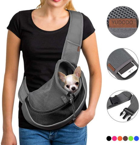 YUDODO Pet Dog Sling Carrier Breathable Mesh Travel Safe Sling Bag Carrier for Dogs Cats