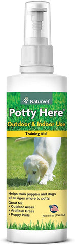 NaturVet – Potty Here Training Aid Spray – Attractive Scent Helps Train Puppies & Dogs Where to Potty – Formulated for Indoor & Outdoor Use