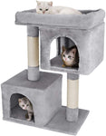 MACAW Cat Tree for Kittens House Furniture Trees, 2 Cozy Plush Condos and Sisal Posts