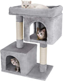 MACAW Cat Tree for Kittens House Furniture Trees, 2 Cozy Plush Condos and Sisal Posts