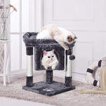 MQ Cat Tree, Cat Tower Activity Furniture 23" with Sisal-Covered Scratching Post Padded Plush Perch Spacious Condo 2Pcs Replacement Fur Balls Play House for Small Kitten Adult Cats (Grey/Smoky Grey)