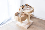 PetPals Hand-Made Paper Rope Natural Bowl Shaped with Perch Cat Tree