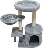 KIYUMI Cat Tree Cat Tower Sisal Scratching Posts Cat Condo Play House Hammock Jump Platform Cat Furniture Activity Center,Grey