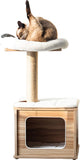 Catry, Wooden Cat Tree Condo with Natural Sisal Rope Scratching Post for Kitten