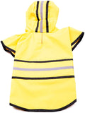 Fashion Pet Dog Raincoat For Small Dogs | Dog Rain Jacket With Hood | Dog Rain Poncho | 100% Polyester | Water Proof | Yellow w/ Grey Reflective Stripe | Perfect Rain Gear For Your Pet! by Ethical Pet