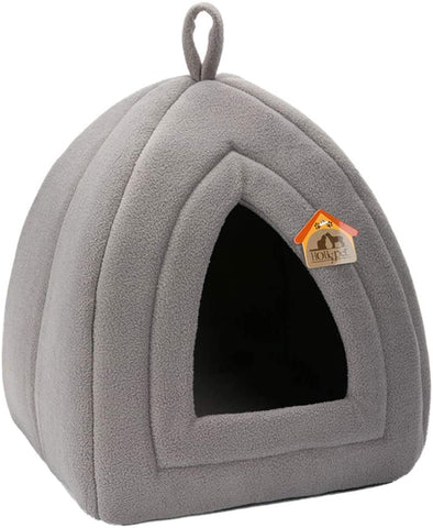 Hollypet Self-Warming 2 in 1 Foldable Comfortable Triangle Pet Cat Bed Tent House