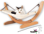 Vea pets Luxury Cat Hammock - Large Soft Plush Bed - Holds Small to Medium Size Cat or Toy Dog | Anti Sway | Attractive & Sturdy Perch | Easy to Assemble | Wood Construction