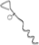 Katzco Chrome Dog Stake - 8MM x 16 Inch - Supports Heavy-Duty Tie-Out Lead Chain Cable - for Dogs