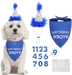 BINGPET Dog Birthday Bandana Scarf and Reusable Dog Birthday Hat with 0-8 Figures