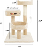 PETMAKER Cat Tree 3 Tier 2 Hanging Toys A 3 Ball Play Area and Scratching Post, 27.5", Tan