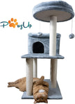 PawzUp Premium Cat Condo | Cozy Activity Tower | Fun Play House for Cats and Kittens| Sisal-Covered Scratching Posts | Plush Perch and Play Balls|