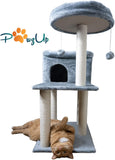 PawzUp Premium Cat Condo | Cozy Activity Tower | Fun Play House for Cats and Kittens| Sisal-Covered Scratching Posts | Plush Perch and Play Balls|