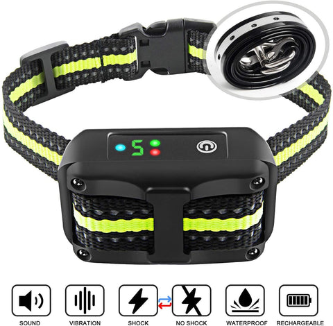 Authen Bark Collar Barking Control Training Collar with Beep Vibration and No Harm Shock(5 Adjustable Sensitivity Control) for Small Medium Large Dog