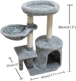 KIYUMI Cat Tree Cat Tower Sisal Scratching Posts Cat Condo Play House Hammock Jump Platform Cat Furniture Activity Center,Grey