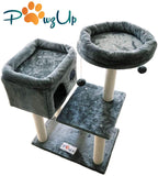 PawzUp Premium Cat Condo | Cozy Activity Tower | Fun Play House for Cats and Kittens| Sisal-Covered Scratching Posts | Plush Perch and Play Balls|