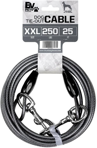 BV Pet Super Heavy XXL Tie Out Cable for Dogs up to 250 Pound, 25 Feet