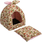 Hollypet Self-Warming 2 in 1 Foldable Comfortable Triangle Owl Cat Bed Tent House