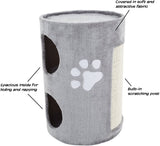 PETMAKER Cat Condo 2 Story Double Hole with Scratching Surface, 14" x 20.5", Gray (80-PET5080)