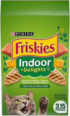 Purina Friskies Indoor Dry Cat Food, Indoor Delights - 3.15 lb. Bags (Pack of 4)