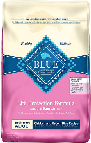 Blue Buffalo Life Protection Formula Small Breed Dog Food – Natural Dry Dog Food for Adult Dogs – Chicken and Brown Rice – 15 lb. Bag