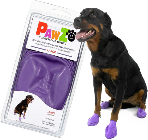 PawZ Color Dog Boots (Large) | Dog Paw Protection with Dog Rubber Booties | Dog Booties for Winter, Rain and Pavement Heat | Waterproof Dog Shoes for Clean Paws