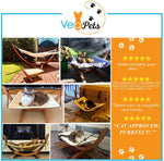 Vea pets Luxury Cat Hammock - Large Soft Plush Bed - Holds Small to Medium Size Cat or Toy Dog | Anti Sway | Attractive & Sturdy Perch | Easy to Assemble | Wood Construction