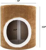 PETMAKER Cat Condo Barrel Single Hole, 14" x 15", Brown & White