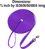 Hi Kiss Dog/Puppy Obedience Recall Training Agility Lead - 15ft 20ft 30ft 50ft 100ft Training Leash - Great for Training, Play, Camping, or Backyard