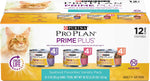 Purina Pro Plan Grain Free Senior Pate Wet Cat Food Variety Pack, PRIME PLUS Seafood Favorites - (2 Packs of 12) 3 oz. Cans