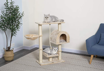 Go Pet Club Beige 36" Cat Tree Condo with Side Basket