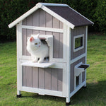 ROCKEVER Outdoor Cat Shelter with Escape Door Rainproof Outside Kitty House